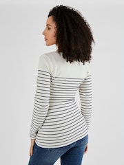JoJo Maman Bébé Ecru Cream Navy Stripe Breton Stripe Nursing Top - Image 2 of 5