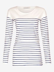 JoJo Maman Bébé Ecru Cream Navy Stripe Breton Stripe Nursing Top - Image 5 of 5