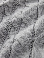 Grau - Strickkleid mit Zopfmuster und V-Ausschnitt - Bild 6 von 6