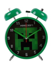 Peers Hardy Green Minecraft Twin Bell Alarm Clock for Desks and Bedside Display - Image 1 of 5