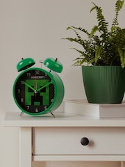 Peers Hardy Green Minecraft Twin Bell Alarm Clock for Desks and Bedside Display - Image 2 of 5