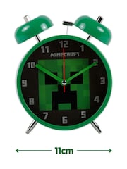 Peers Hardy Green Minecraft Twin Bell Alarm Clock for Desks and Bedside Display - Image 4 of 5