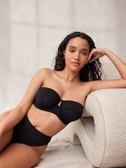 self. Black Non Pad Wired Strapless Mesh Bra - Image 2 of 6