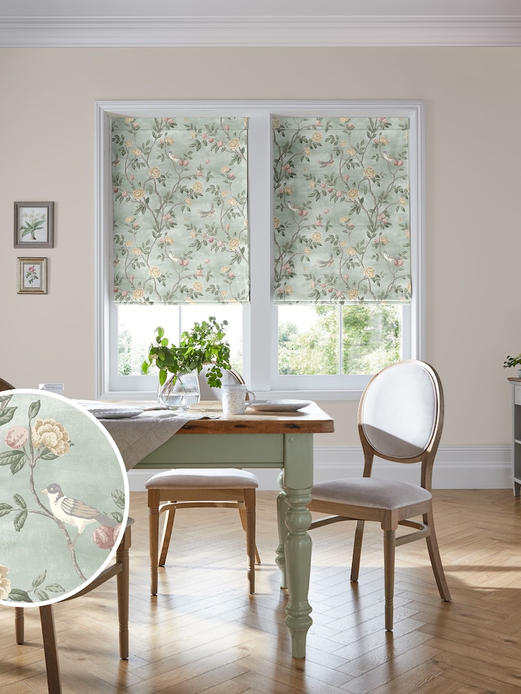 Laura Ashley Green Eglantine Made To Measure Roman Blinds - Image 1 of 6