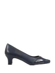 Pavers Blue Block Heeled Court Shoes - Image 1 of 5