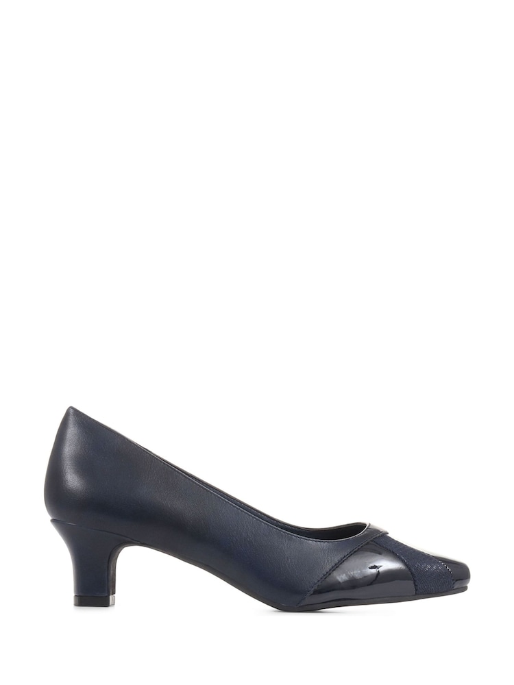 Pavers Blue Block Heeled Court Shoes - Image 1 of 5