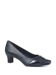 Pavers Blue Block Heeled Court Shoes - Image 2 of 5
