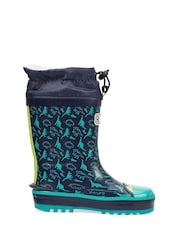 Azul - Botas de agua con diseño de dinosaurio y cordón superior Little Puddle de Start Rite - Imagen 2 de 6