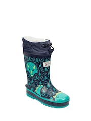 Azul - Botas de agua con diseño de dinosaurio y cordón superior Little Puddle de Start Rite - Imagen 3 de 6
