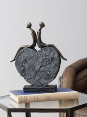 Libra Interiors Bronze Couple's Love Ornaments Heart Textured Sculpture - Image 1 of 3
