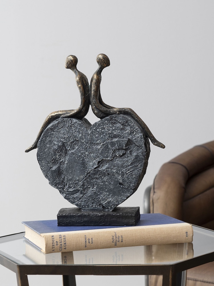Libra Interiors Bronze Couple's Love Ornaments Heart Textured Sculpture - Image 1 of 3