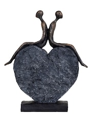 Libra Interiors Bronze Couple's Love Ornaments Heart Textured Sculpture - Image 2 of 3