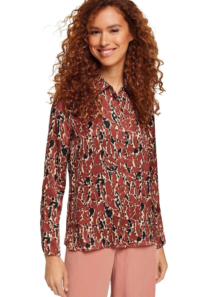 Esprit Brown Patterned Blouse - Image 1 of 7 Esprit Brown Patterned Blouse - Image 1 of 7