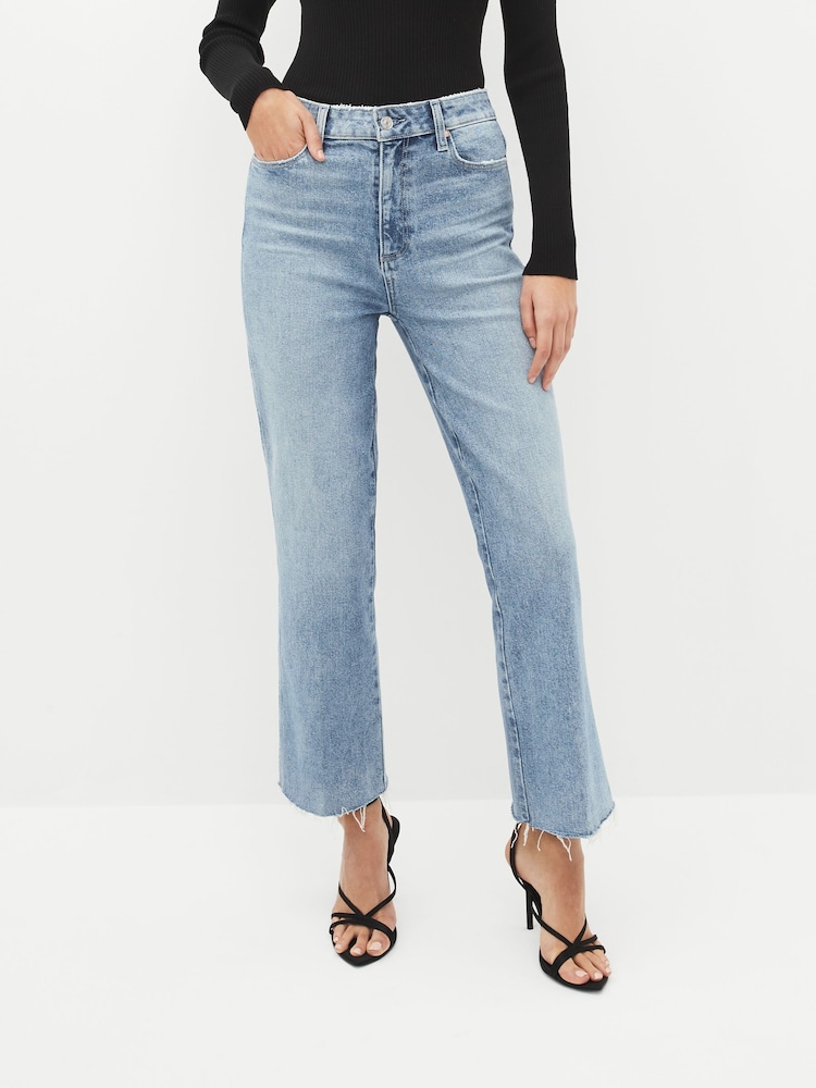 Paige Blue Relaxed Claudine Ankle Flare Jeans With Raw Hem - Image 1 of 6