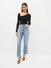 Paige Blue Relaxed Claudine Ankle Flare Jeans With Raw Hem - Image 2 of 6