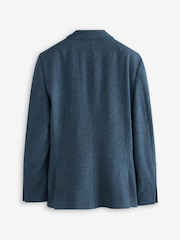 Blue Double Breasted Slim Nova Fides Signature Herringbone Wool Blazer - Image 9 of 15