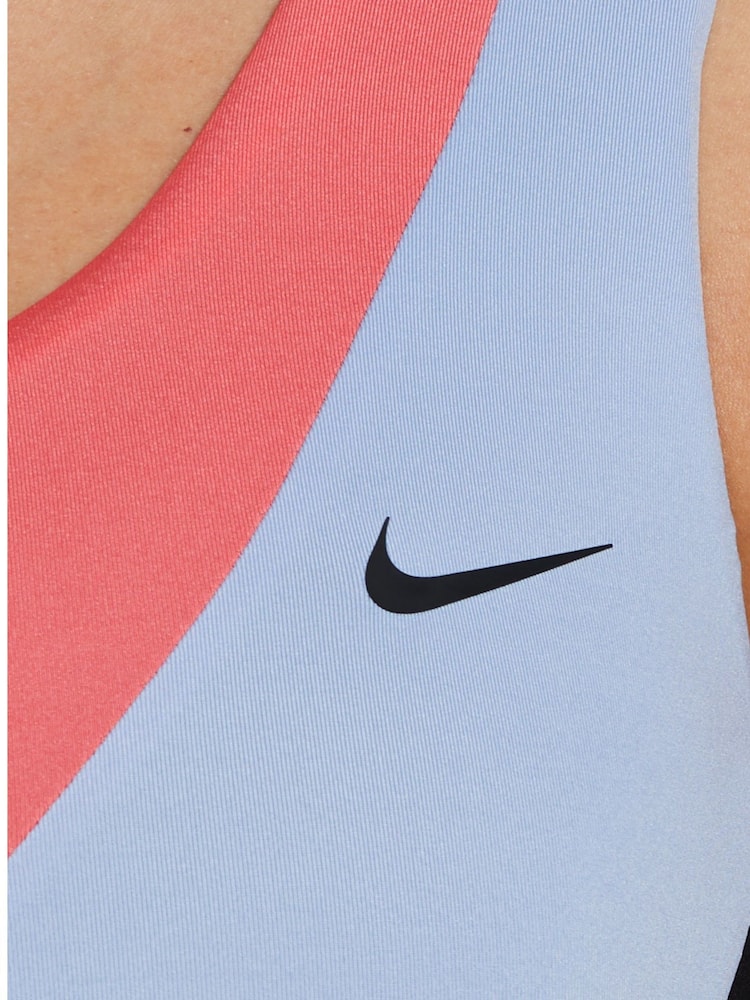 Nike Black/Lilac/Pink Colourblock Asymmetrical Swimsuit - Image 4 of 4