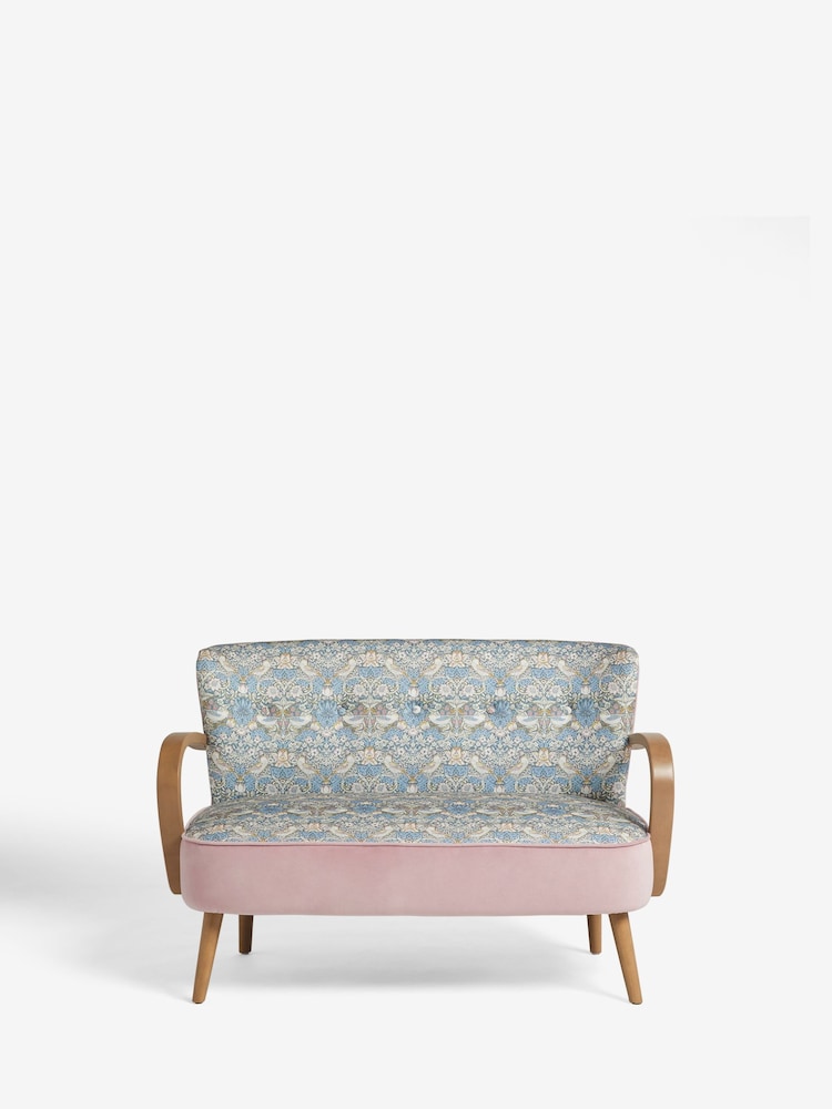 Clarke & Clarke William Morris Strawberry Thief Slate Grey Blush Luisa 2 Seater Sofa - Image 2 of 7