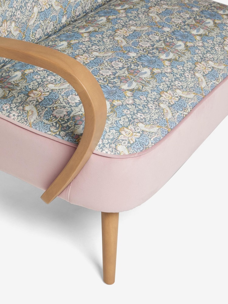 Clarke & Clarke William Morris Strawberry Thief Slate Grey Blush Luisa 2 Seater Sofa - Image 7 of 7