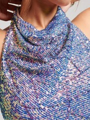 Superdry Natural Sequin Mini Dress - Image 6 of 7