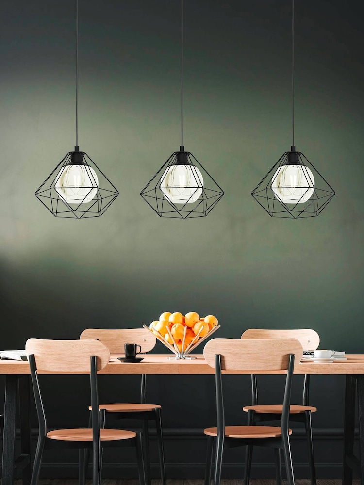 Eglo Black Vernham 3 Light Ceiling Light Pendant - Image 1 of 4