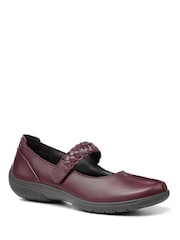 Hotter Burgundy Wide Fit Shake II Touch Fastening Leather Shoes - Image 2 of 4