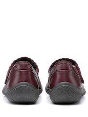 Hotter Burgundy Wide Fit Shake II Touch Fastening Leather Shoes - Image 4 of 4