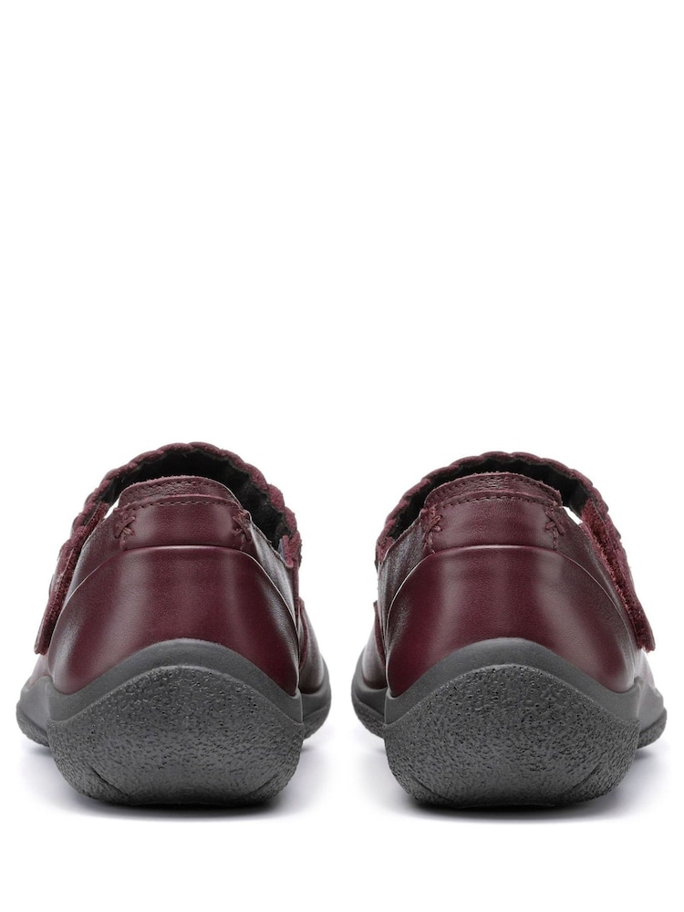 Hotter Burgundy Wide Fit Shake II Touch Fastening Leather Shoes - Image 4 of 4