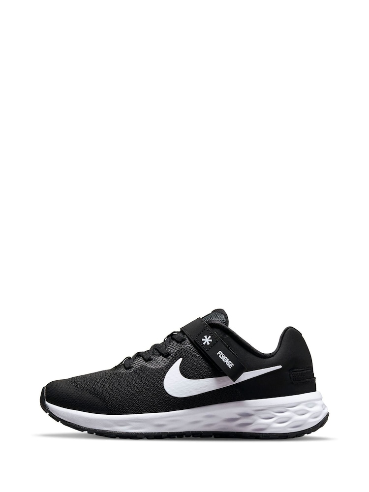 Nike Black/White Revolution 6 Flyease Youth Trainers - Image 2 of 10