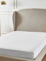 Liddell White 400 Thread Count Egyptian 100% Cotton Striped Fitted Sheet - Image 1 of 2