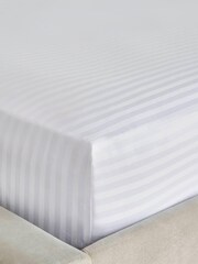 Liddell White 400 Thread Count Egyptian 100% Cotton Striped Fitted Sheet - Image 2 of 2