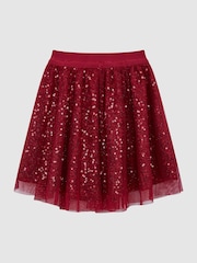 Reiss Red Isabella 9-12 yrs Short Tulle Sequin Skirt - Image 2 of 7
