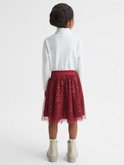 Reiss Red Isabella 9-12 yrs Short Tulle Sequin Skirt - Image 5 of 7