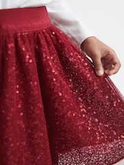 Reiss Red Isabella 9-12 yrs Short Tulle Sequin Skirt - Image 6 of 7