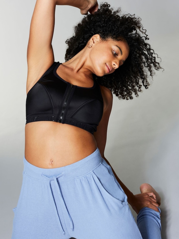 Simply Be Black High Impact Zip Front Sports Bra - Image 2 of 2 Simply Be Black High Impact Zip Front Sports Bra - Image 2 of 2