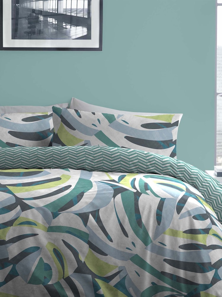 Fusion Green Akito Duvet Cover and Pillowcase Set - Image 1 of 3