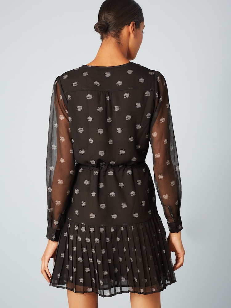 Black Spot Chiffon Tie Waist Mini Dress - Image 2 of 5 Black Spot Chiffon Tie Waist Mini Dress - Image 2 of 5