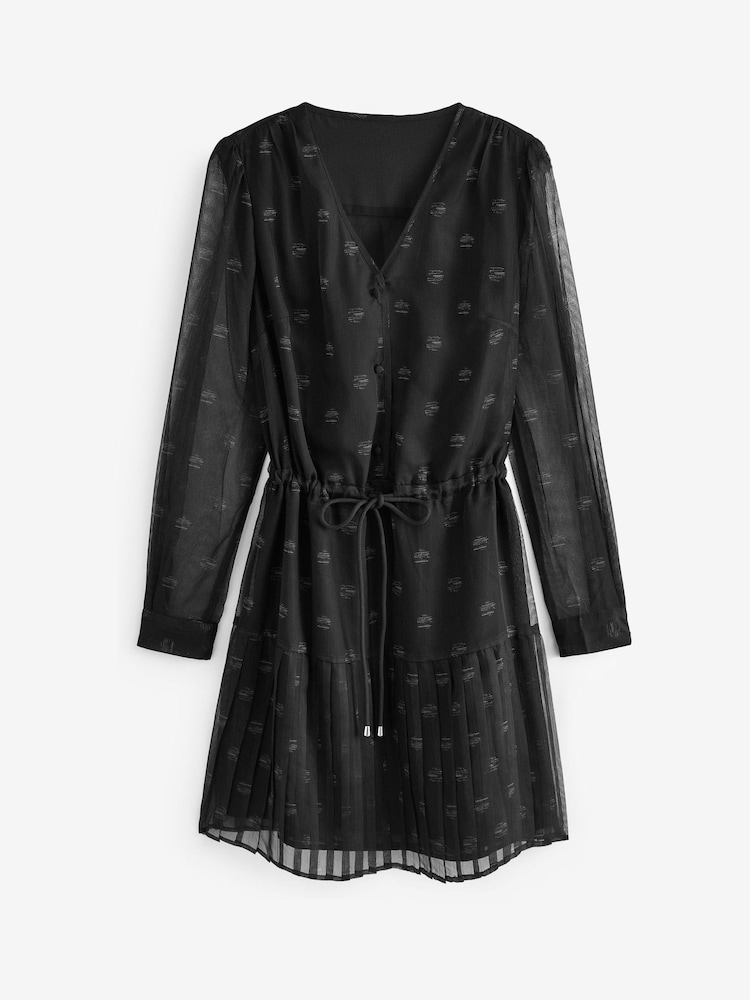 Black Spot Chiffon Tie Waist Mini Dress - Image 5 of 5 Black Spot Chiffon Tie Waist Mini Dress - Image 5 of 5