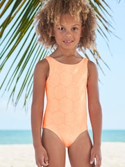 Fluro Orange Textured Swimsuit (3-16yrs) - Image 1 of 5