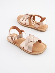 Rose Gold Wide Fit (G) Woven Leather Sandals - Image 1 of 5