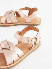 Rose Gold Wide Fit (G) Woven Leather Sandals - Image 4 of 5