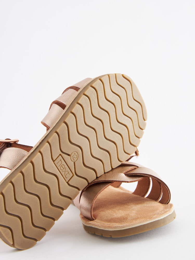 Rose Gold Wide Fit (G) Woven Leather Sandals - Image 5 of 5