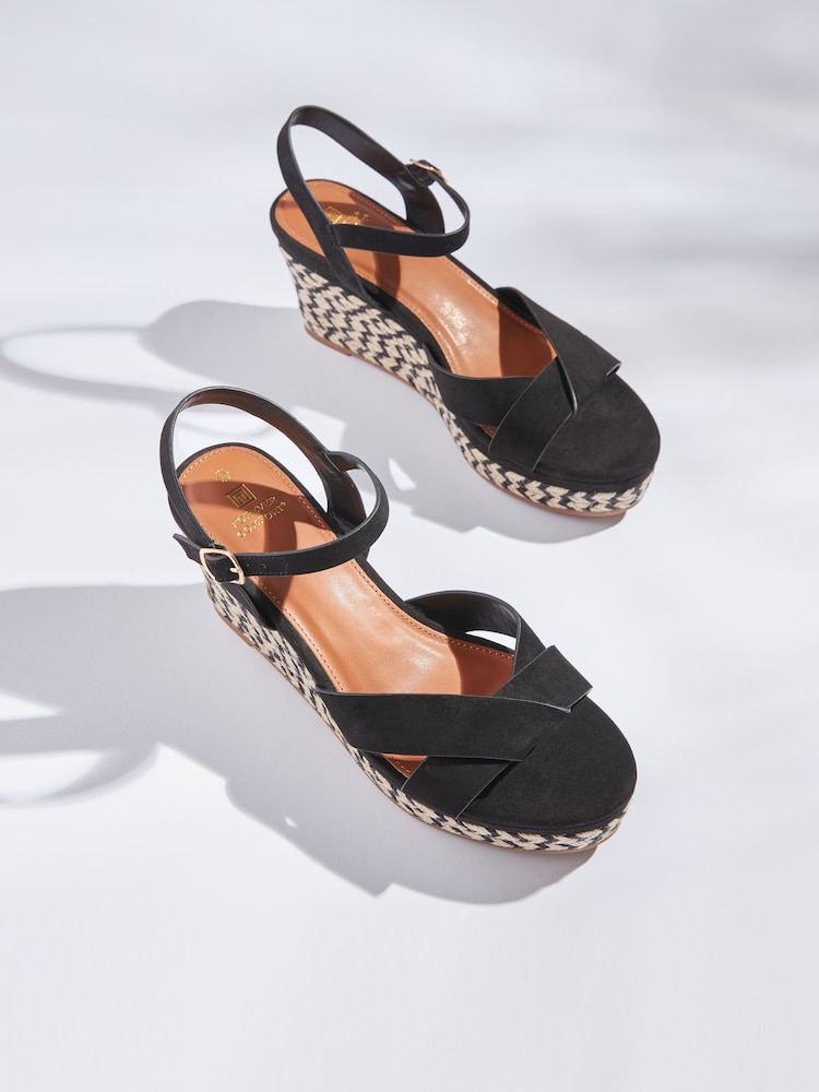 Black Regular/Wide Fit Forever Comfort® Open Toe Wedges - Image 1 of 5
