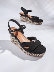Black Regular/Wide Fit Forever Comfort® Open Toe Wedges - Image 3 of 5