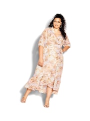 City Chic Purple Painterly Floral Maxi Dress - Image 1 of 4