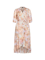 City Chic Purple Painterly Floral Maxi Dress - Image 3 of 4