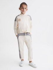 Reiss Pale Pink/Grey Marl Orla 4-9 yrs Colourblock Joggers - Image 1 of 7