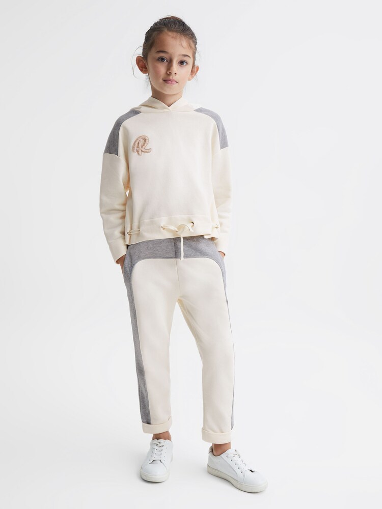 Reiss Pale Pink/Grey Marl Orla 4-9 yrs Colourblock Joggers - Image 1 of 7