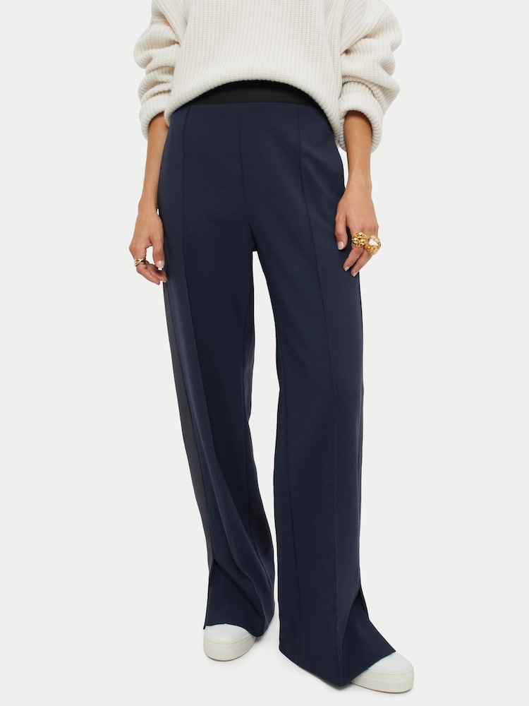 Jigsaw Blue Crepe Split Hem Joggers - Image 1 of 4