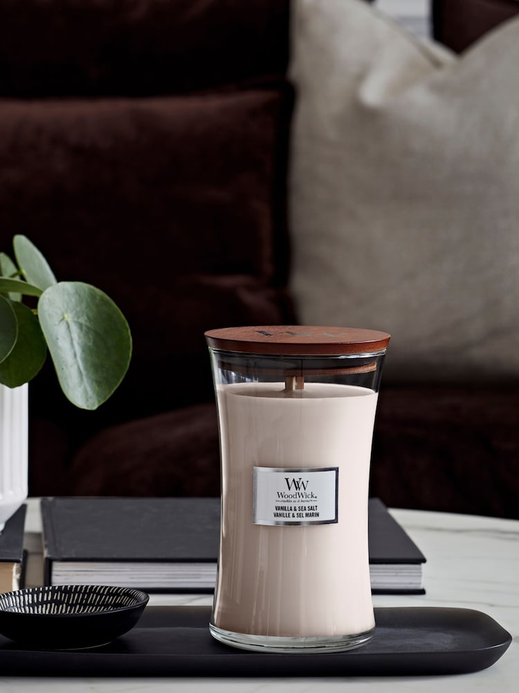 Woodwick Cream Large Hourglass Sea Salt Candle - Image 1 of 2